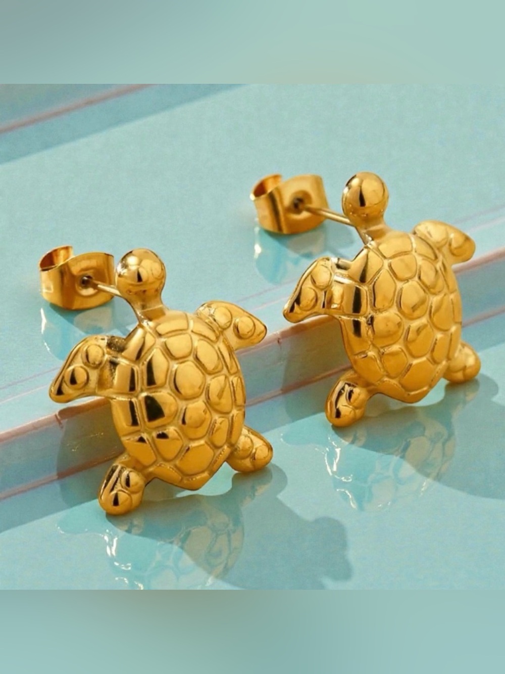 Gold Turtle Stud Earrings